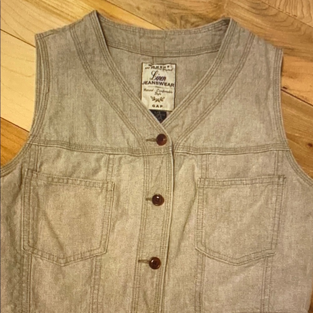 Denim Sleeveless Vest with Button Closure